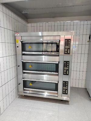 Modüler Fırın Güverte Fırını 40X60cm 3 Güverte 9 Tepsi Pizza Pişirme İçin Buhar Taşlı Gazlı Fırın