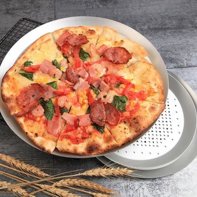 Delikli Alüminyum Fırın Tepsisi Yuvarlak Sert Eloksallı 16 İnç Delikli Pizza Tepsisi