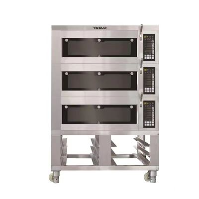 16.5kw 18x26 3 Katlı Elektrikli Fırın Fırını 9 Tepsili Buharlı Ticari Katlı Fırın