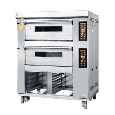 2 Güverte 4 Tepsi Fırın Güverte Fırını 40X60cm Ekmek Kek Kurabiye Pizza Pişirme İçin