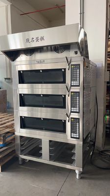 16.5kw 18x26 3 Katlı Elektrikli Fırın Fırını 9 Tepsili Buharlı Ticari Katlı Fırın